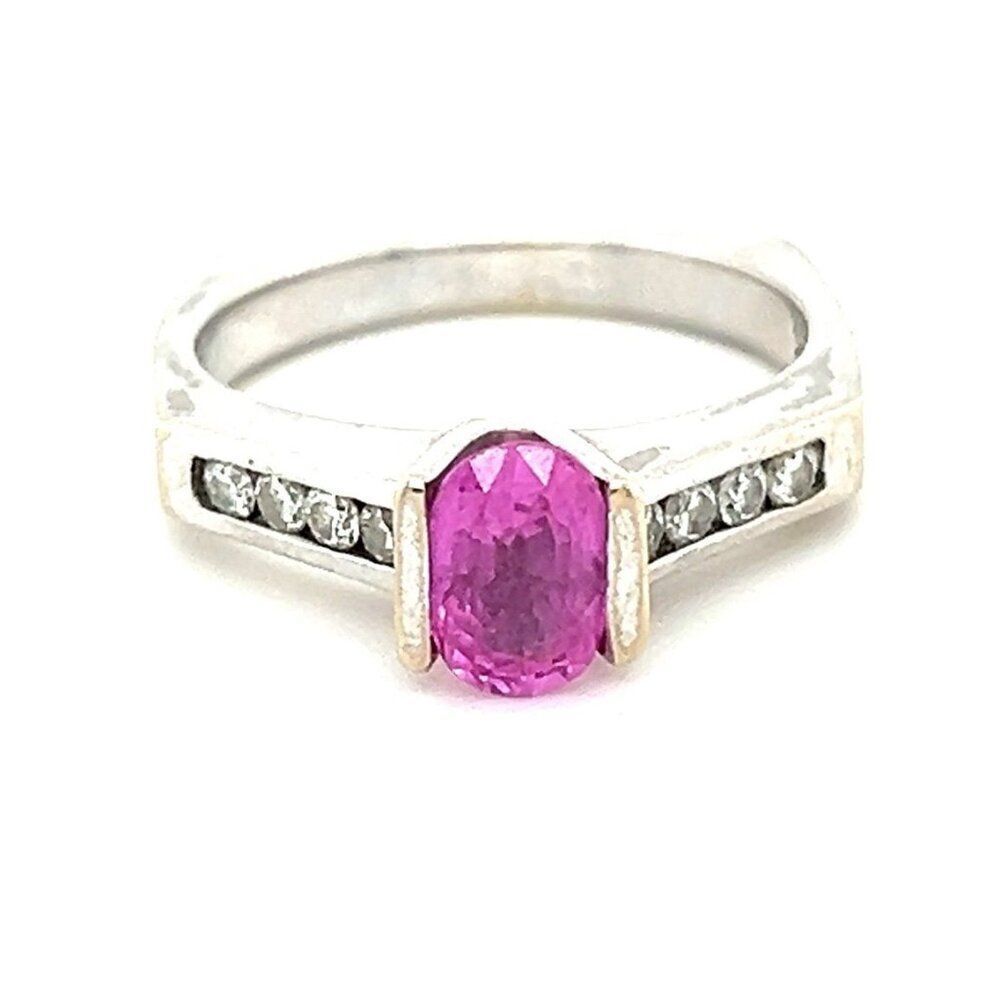 Stunning 14k Gold Pink‎ Sapphire/Diamonds Ring